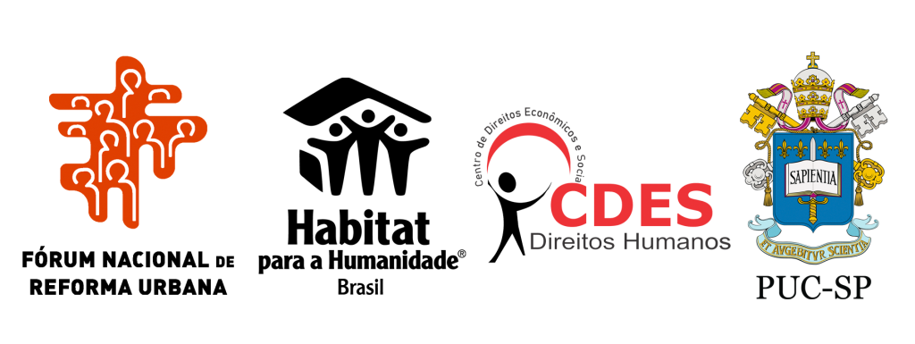 LOGO FÓRUM NACIONAL DA REFORMA URBANA, HABITAT PARA A HUMANIDADE BRASIL, CDES E PUCSP